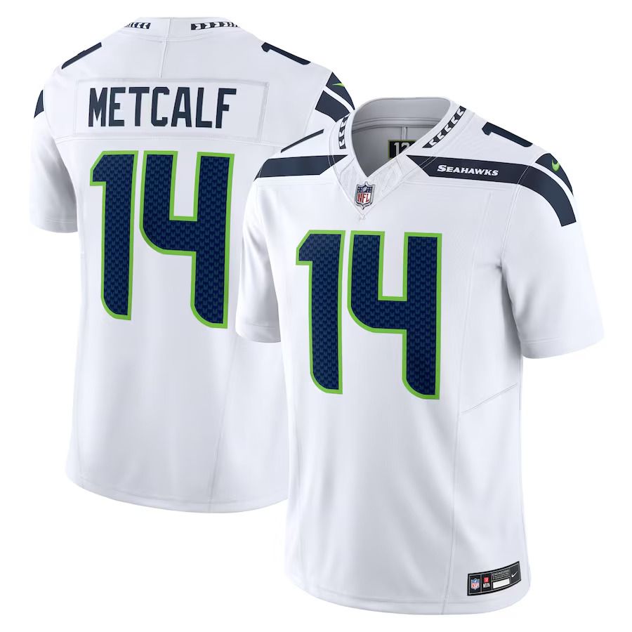 Men Seattle Seahawks 14 DK Metcalf Nike White Vapor F.U.S.E. Limited NFL Jersey